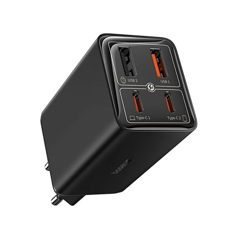 СЗУ Baseus GaN6 PRO Fast Charger 2C+2U 65W + кабель USB-C to USB-C, Черный